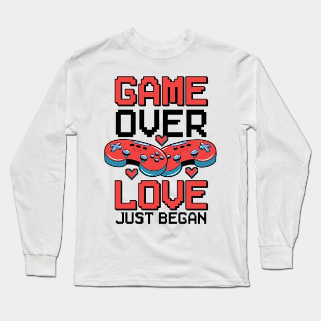 Valentine's Day Gamer Playing Video Game Couples Long Sleeve T-Shirt by Tom´s TeeStore